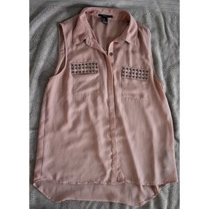 Forever 21 pink shirt with collar and metal studs